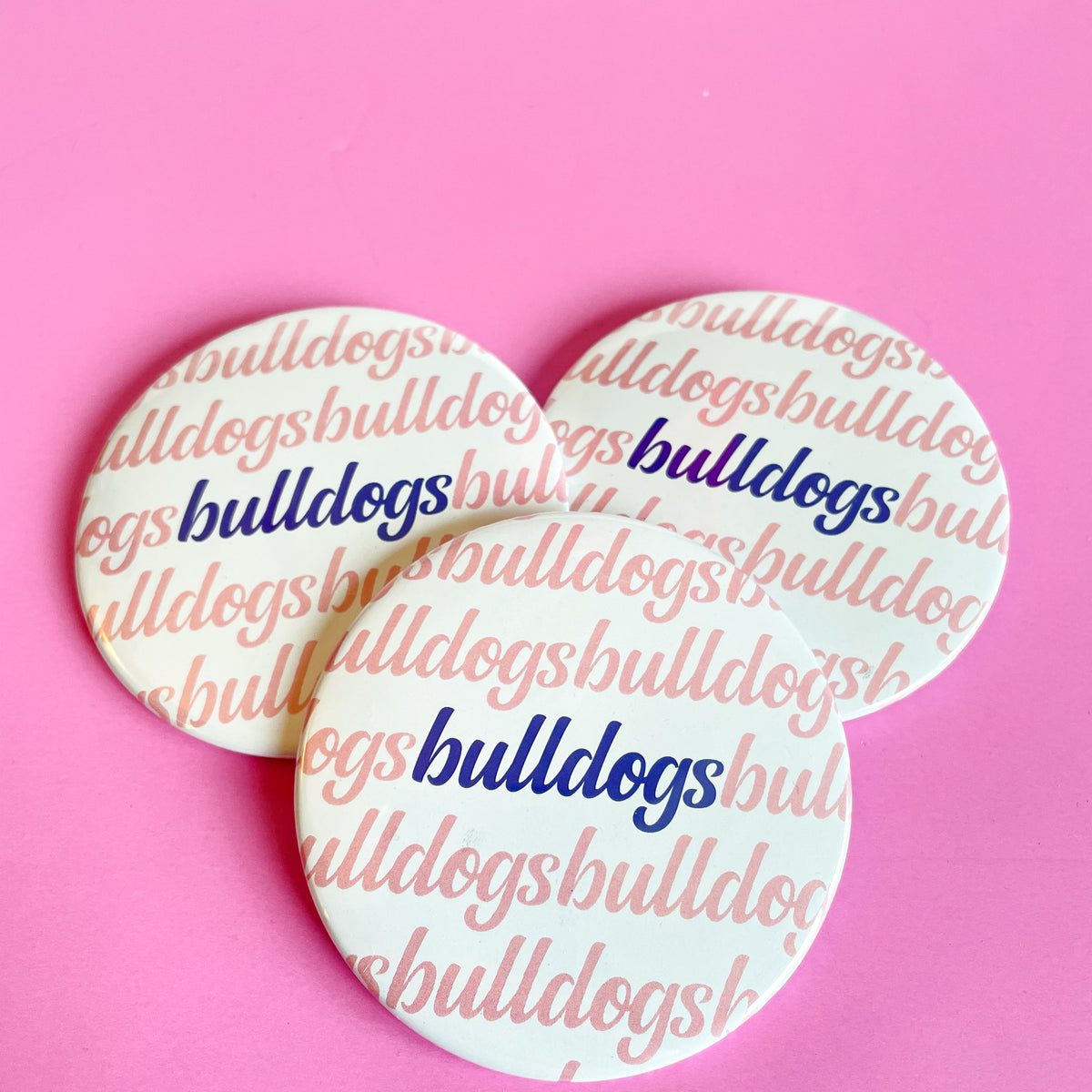 Bulldogs Pink Script Button – Rush Greek Gifts