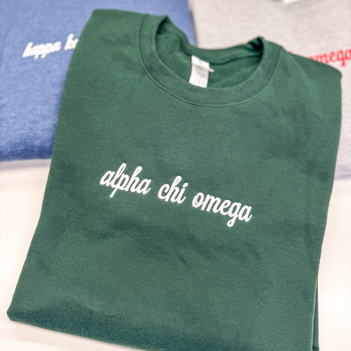 Alpha Chi Omega Script Crewneck – Rush Greek Gifts